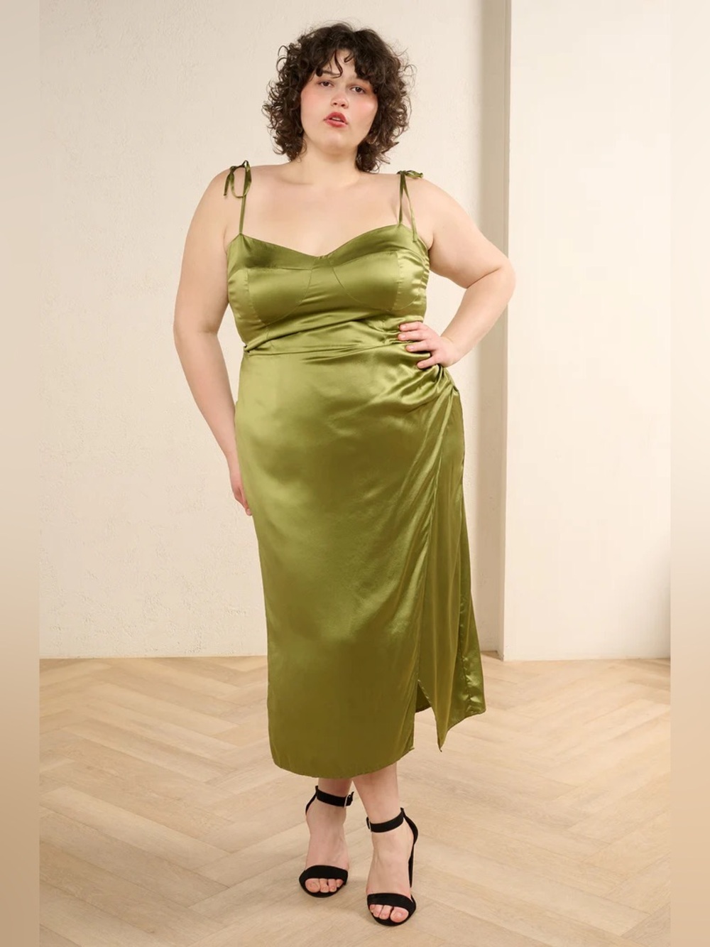 Reformation Women’s Marguerite Silk Dress Size 22 Green Slip Midi NWT
